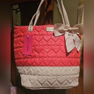 Bnwt Betsey Johnson coral tote bag